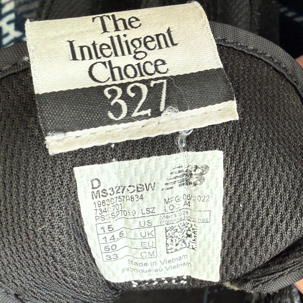 Size 15 - New Balance 327 Black Low-Cut Men's Sneakers MS327CBW - Picture 8 of 9